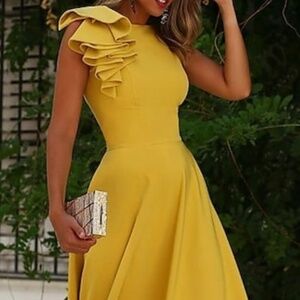 yellow cocktail dress